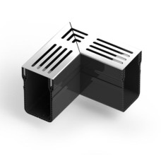 Dural U-drain afvoergoot WaterWijs 10x6,5cm X hoekstuk zilver