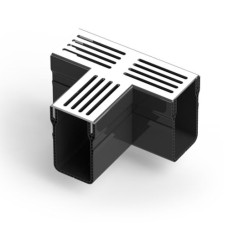 Dural U-drain afvoergoot WaterWijs 10x6,5cm T koppelstuk zilver