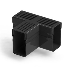 Dural U-drain afvoergoot WaterWijs 10x6,5cm T koppelstuk zwart